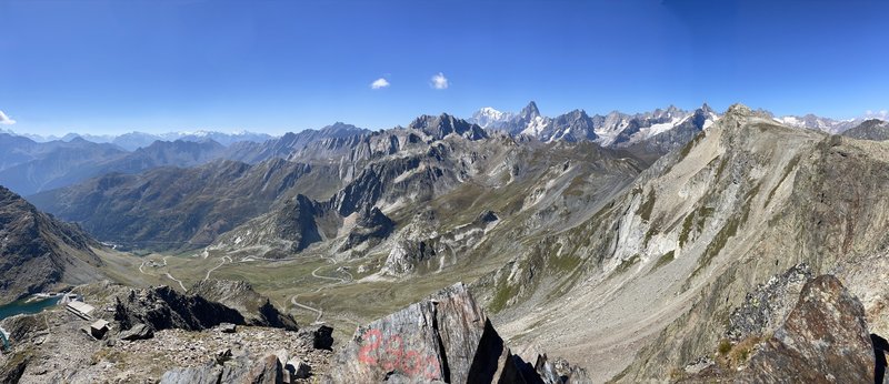 Panorama from the summit, Mont Blanc on the horizon
